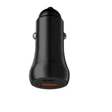LAX Car Charger USBPD 20W with 1 USB-C and 1 USB-A with Apple MFi Certified USB-C to Lightning Cable 6ft - Black