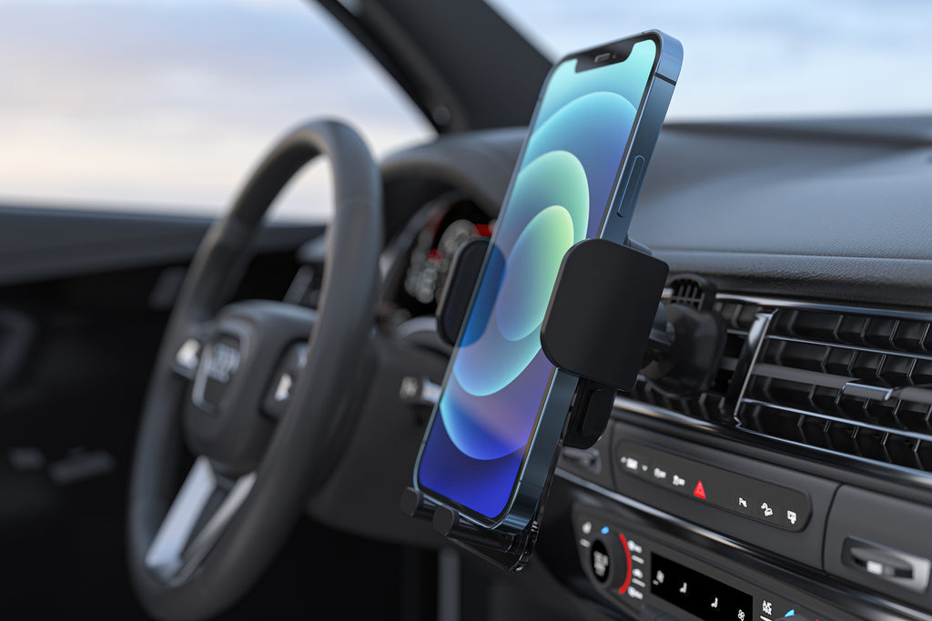 LAX Cradle Vent Phone Holder for Car - Adjustable Side Jaws, Portable with Quick Release Button - Premium Phone Mount for Car- Clear