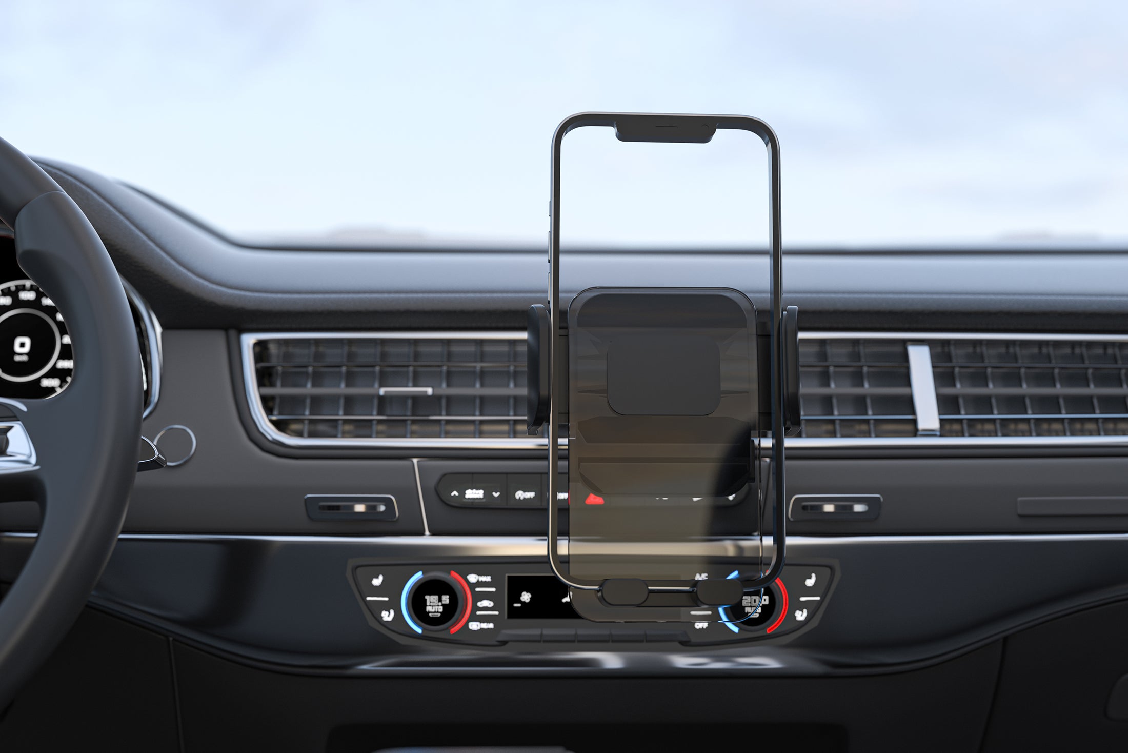 LAX Cradle Vent Phone Holder for Car - Adjustable Side Jaws, Portable with Quick Release Button - Premium Phone Mount for Car- Clear