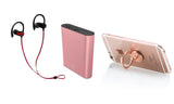 Gym Bundle: Water Resistant Sports Earphones, Compact 12000mAh Power Bank and Grip Ring for Smartphones