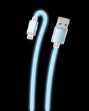 7200mAh Black Lightning input Power Bank with 2 Glow in the Dark Apple MFi Certified USB to Lightning Cable (10 Feet) - White & Blue