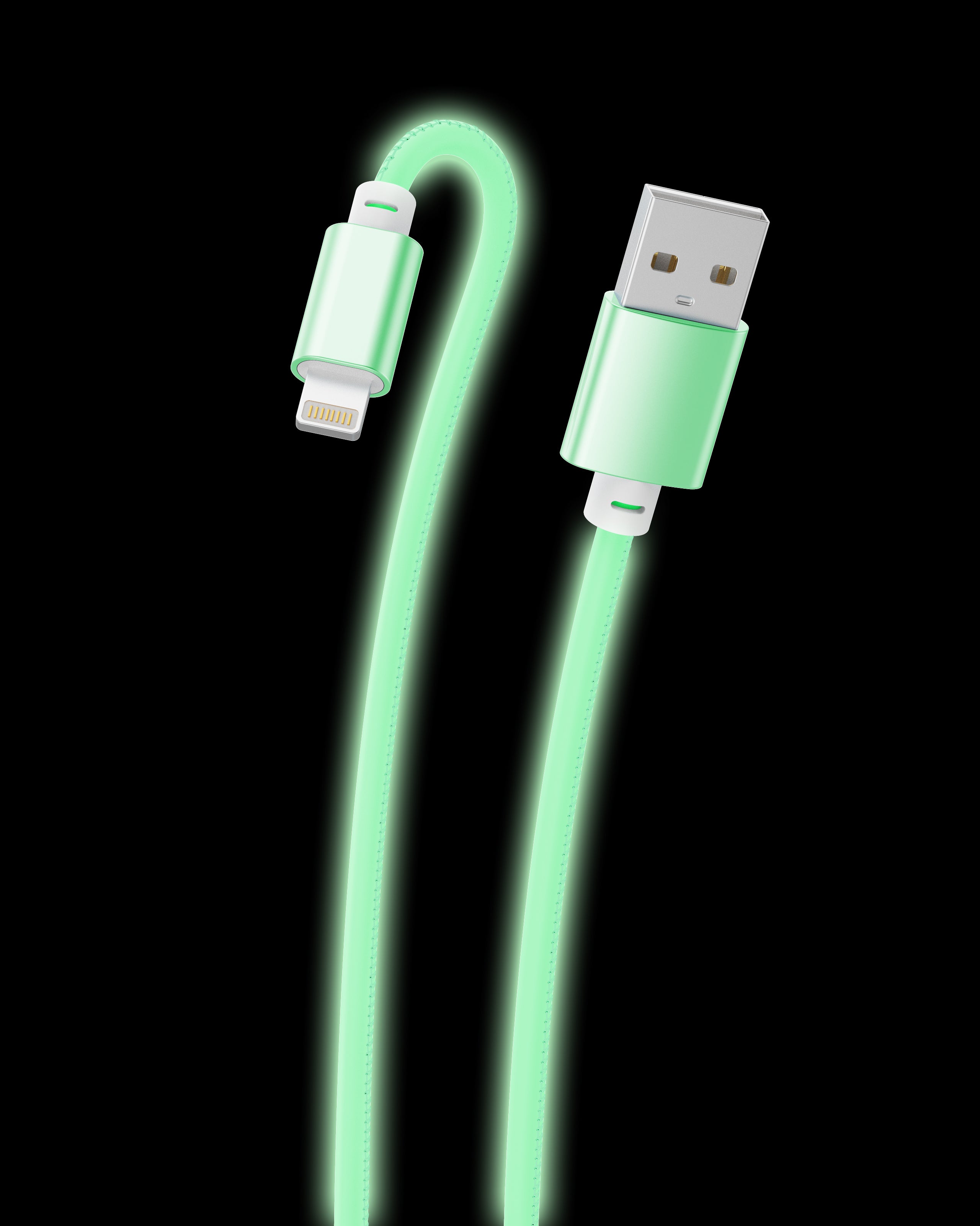Glow in the Dark Apple MFi Certified USB to Iphone Cable (10 Feet)