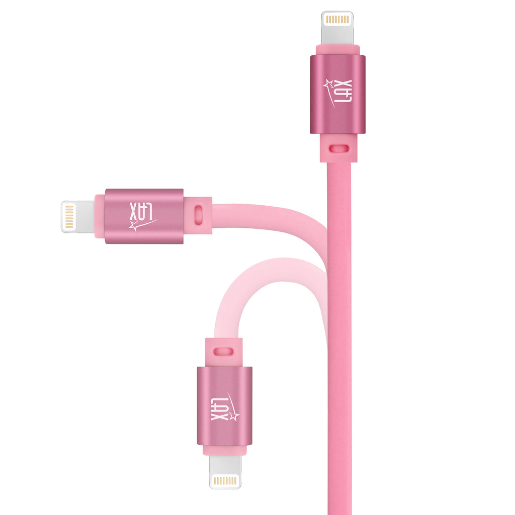 7200mAh Iphone input Power Bank with Glow in the Dark Apple MFi Certified USB to Iphone Cable (10 Feet) - Pink