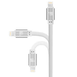 7200mAh Black Lightning input Power Bank with 2 Glow in the Dark Apple MFi Certified USB to Lightning Cable (10 Feet) - White & Blue