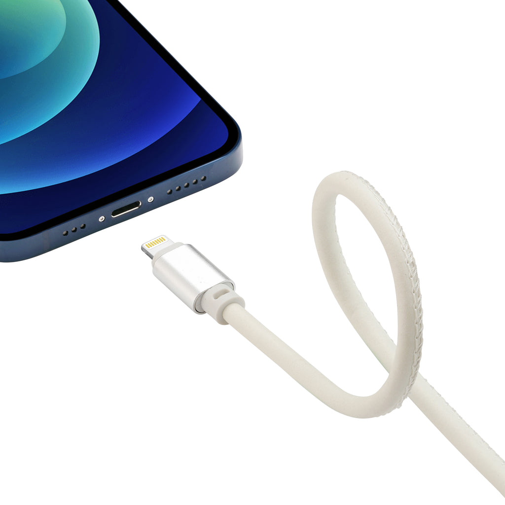 7200mAh Black Iphone input Power Bank with 2 Glow in the Dark Apple MFi Certified USB to Iphone Cable (10 Feet) - White & Blue