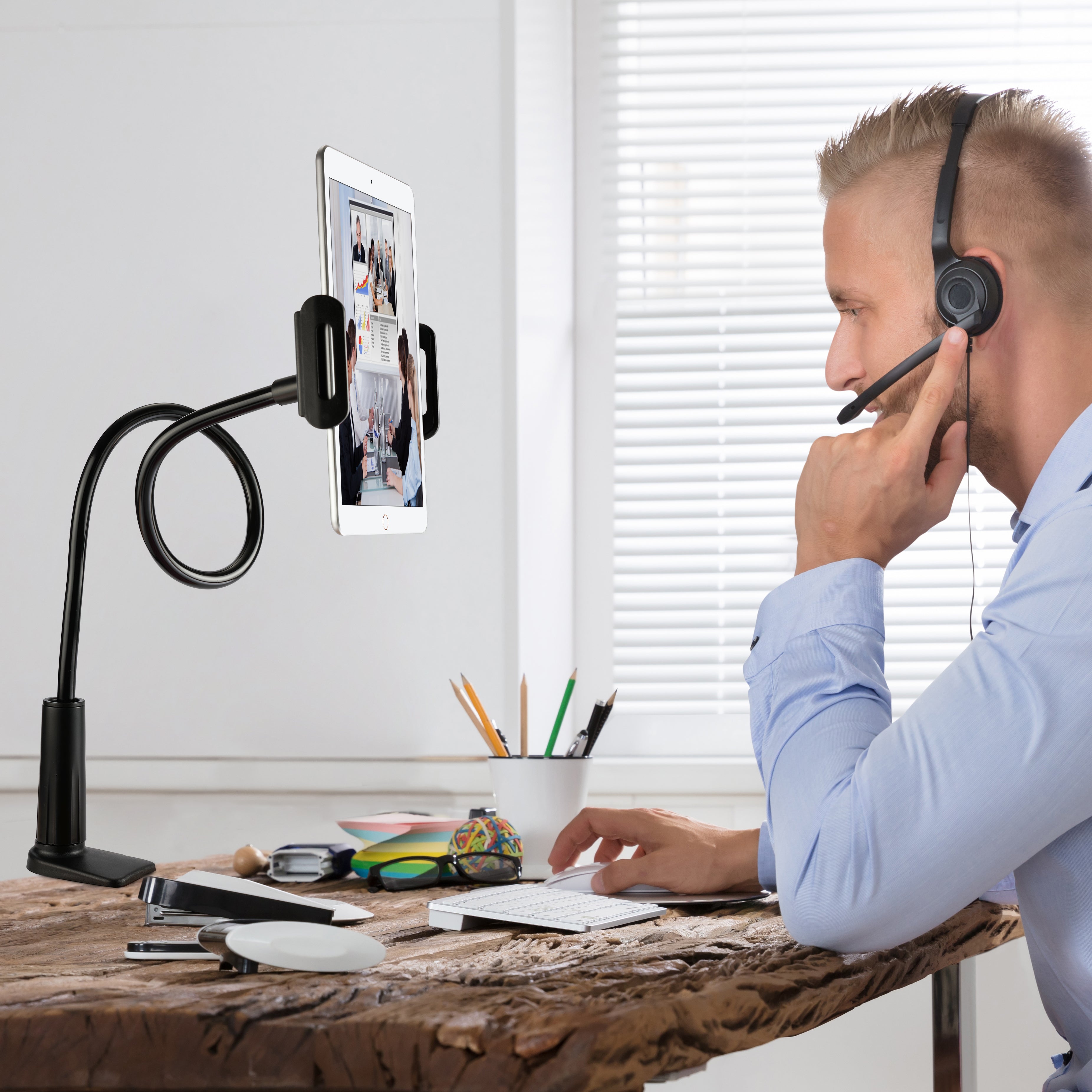 Goose Neck Tablet Clamp Desk Mount