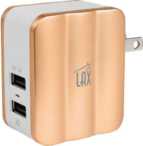 LAX Rapid 3.4A Dual USB AC Power Adapter with Smart iQ Technology for iPhone 6S 6S+, 6 6Plus, iPad Air/Mini, Samsung Galaxy S6, S6 Edge, Nexus, HTC M9 and More