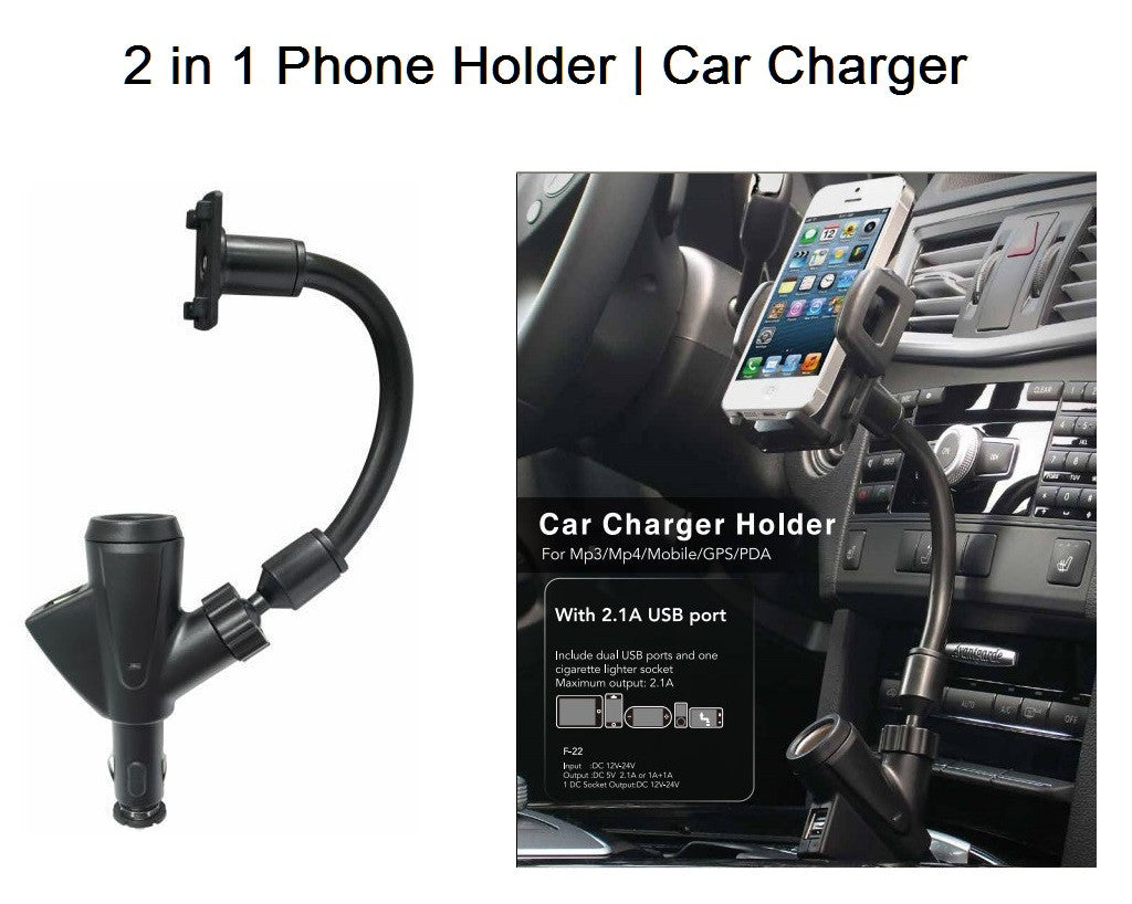 Universal 2 in 1 Car Phone Holder with Dual USB Car Charger for iphone –