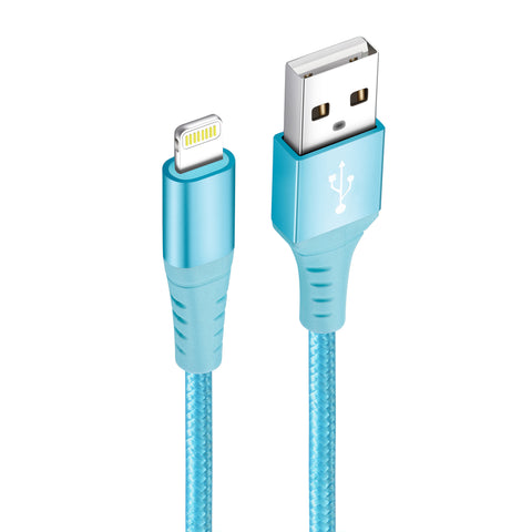 Apple MFi Certified Lightning to Braided Nylon USB Cable  - Baby Blue