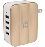 LAX Gadgets SmartPower 4 (30W 4-Port USB Wall Charger) Multi-Port USB Charger with Foldable Plug for iPhone 6s / 6 / 6 Plus, iPad Air 2, Galaxy S6, Note 5 and More