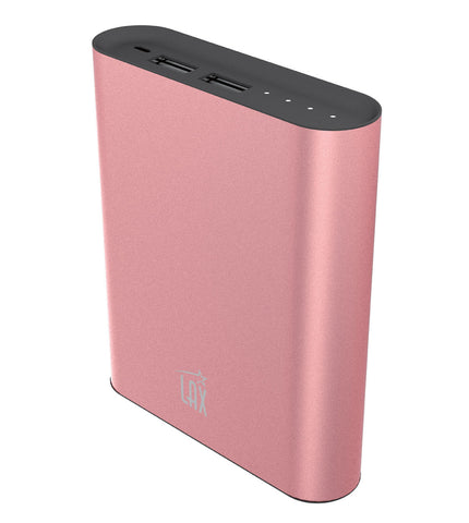 LAX 12000mAh Dual USB Power Bank - Aluminum Finish - Fast 2.1A Charging