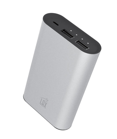 LAX 8000mAh Dual USB Power Bank - Aluminum Finish - Fast 2.1A Charging