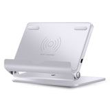 LAX QI Wireless Charging Pad Stand for Mobile Phones - 360 Rotating Base Smartphone Stand - Aluminum Multi-Angle Battery Charger for Samsung Galaxy & Apple iPhone X / 8 / 8 Plus