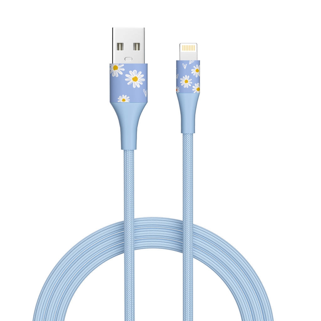 2-Pack Apple MFi Certified Braided Nylon USB to Iphone Cable 4 Feet Floral Bouquet