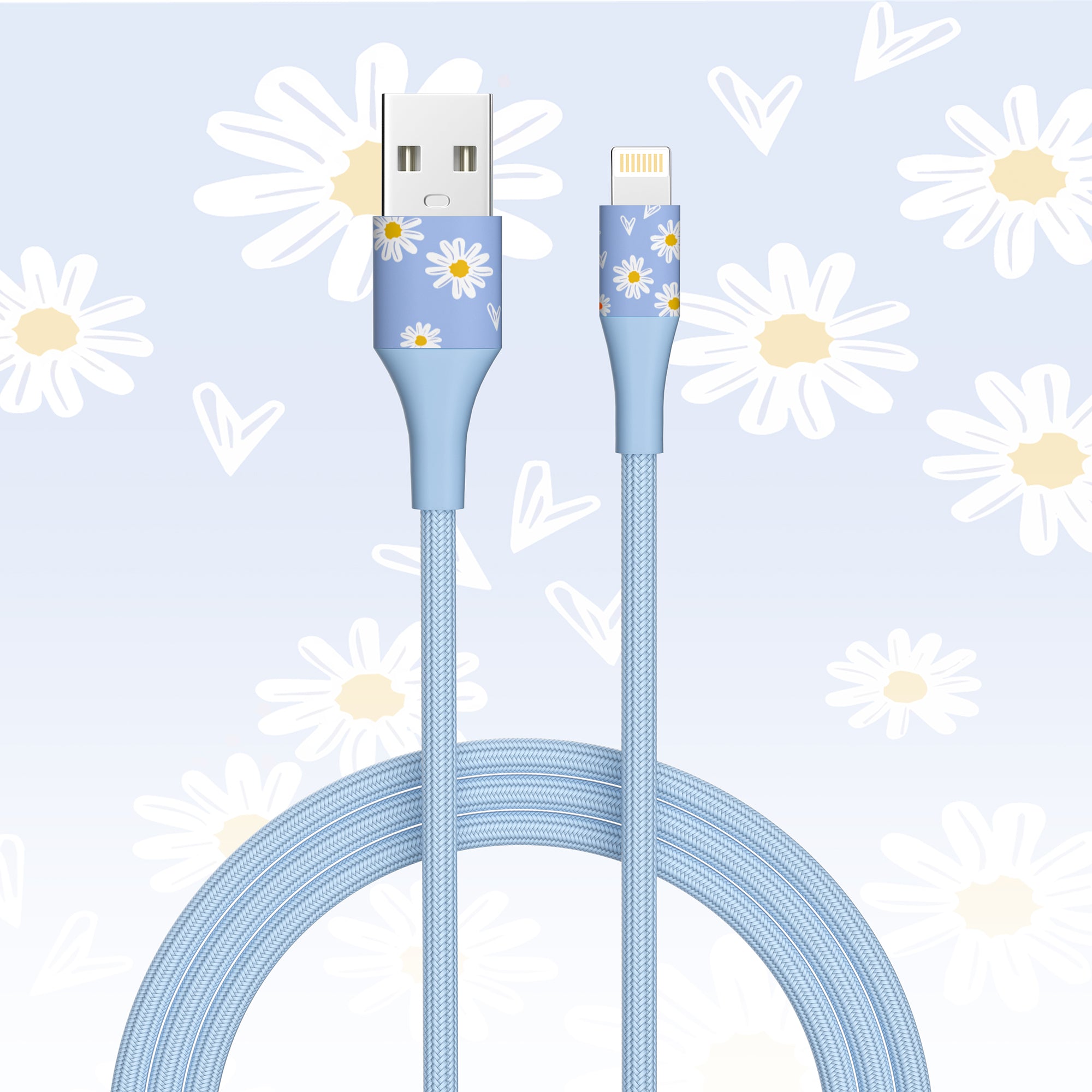 2-Pack Apple MFi Certified Braided Nylon USB to Iphone Cable 4 Feet Floral Bouquet