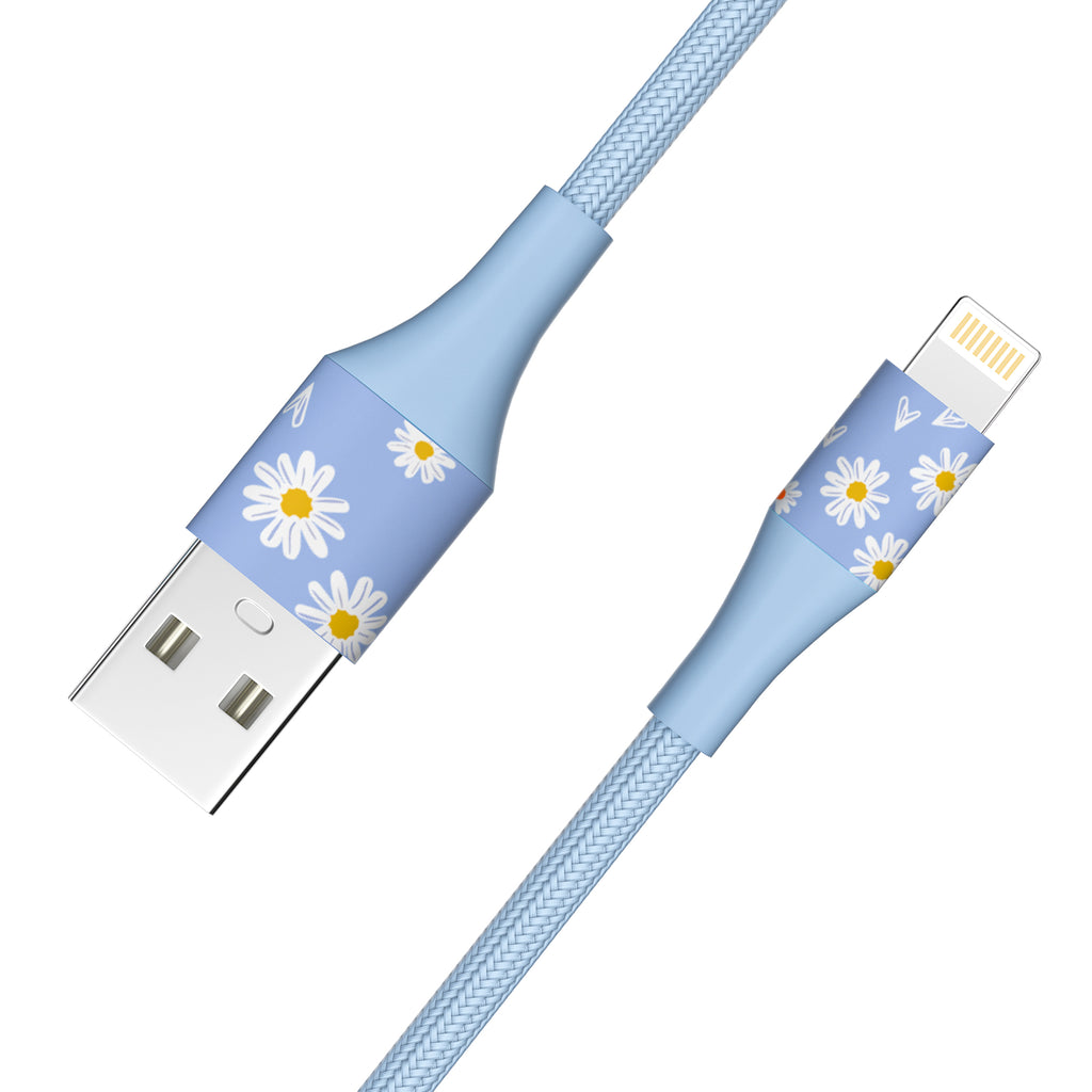 2-Pack Apple MFi Certified Braided Nylon USB to Iphone Cable 4 Feet Floral Bouquet