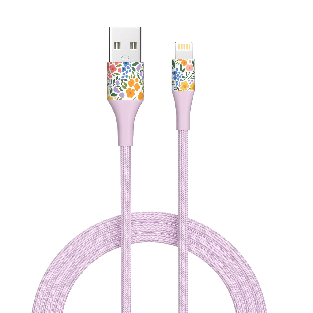 2-Pack Apple MFi Certified Braided Nylon USB to Iphone Cable 4 Feet Floral Bouquet