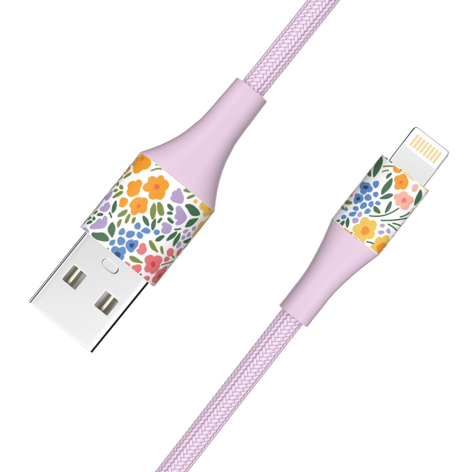 2-Pack Apple MFi Certified Braided Nylon USB to Iphone Cable 4 Feet Floral Bouquet