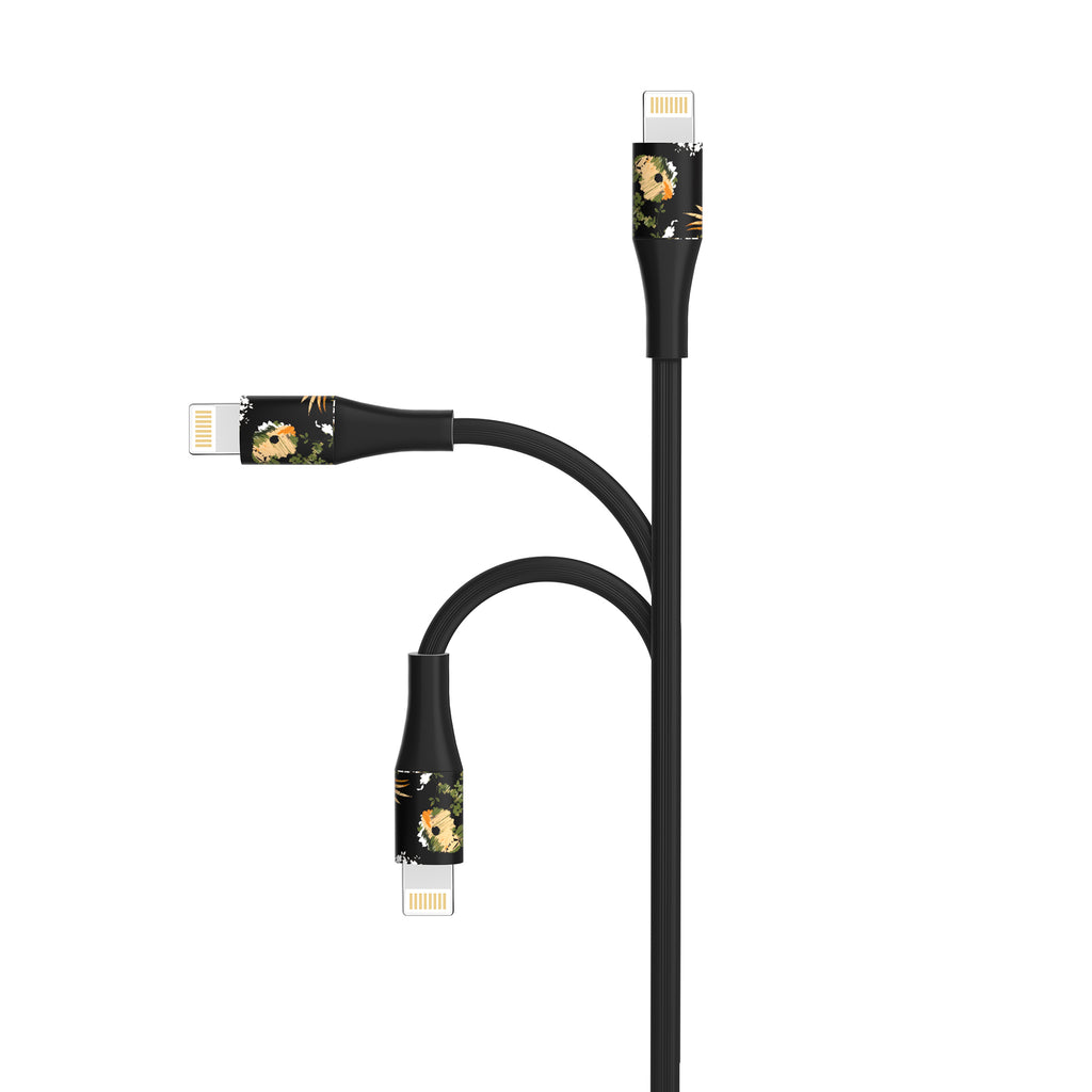 2-Pack Apple MFi Certified Braided Nylon USB to Iphone Cable 4 Feet Floral Bouquet