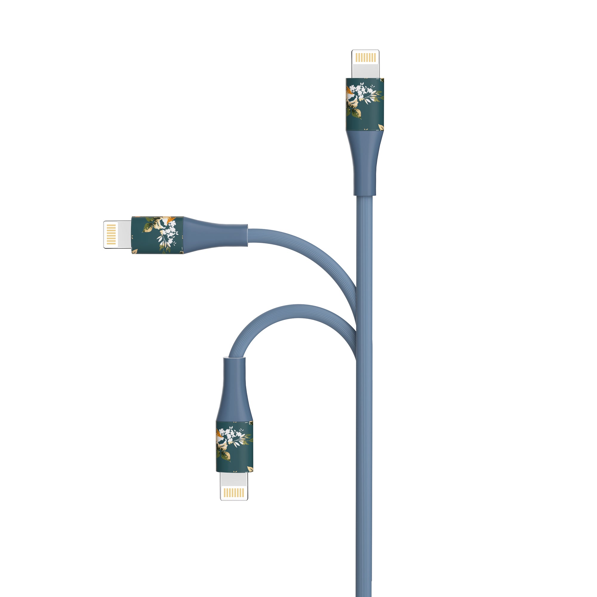 2-Pack Apple MFi Certified Braided Nylon USB to Iphone Cable 4 Feet Floral Bouquet