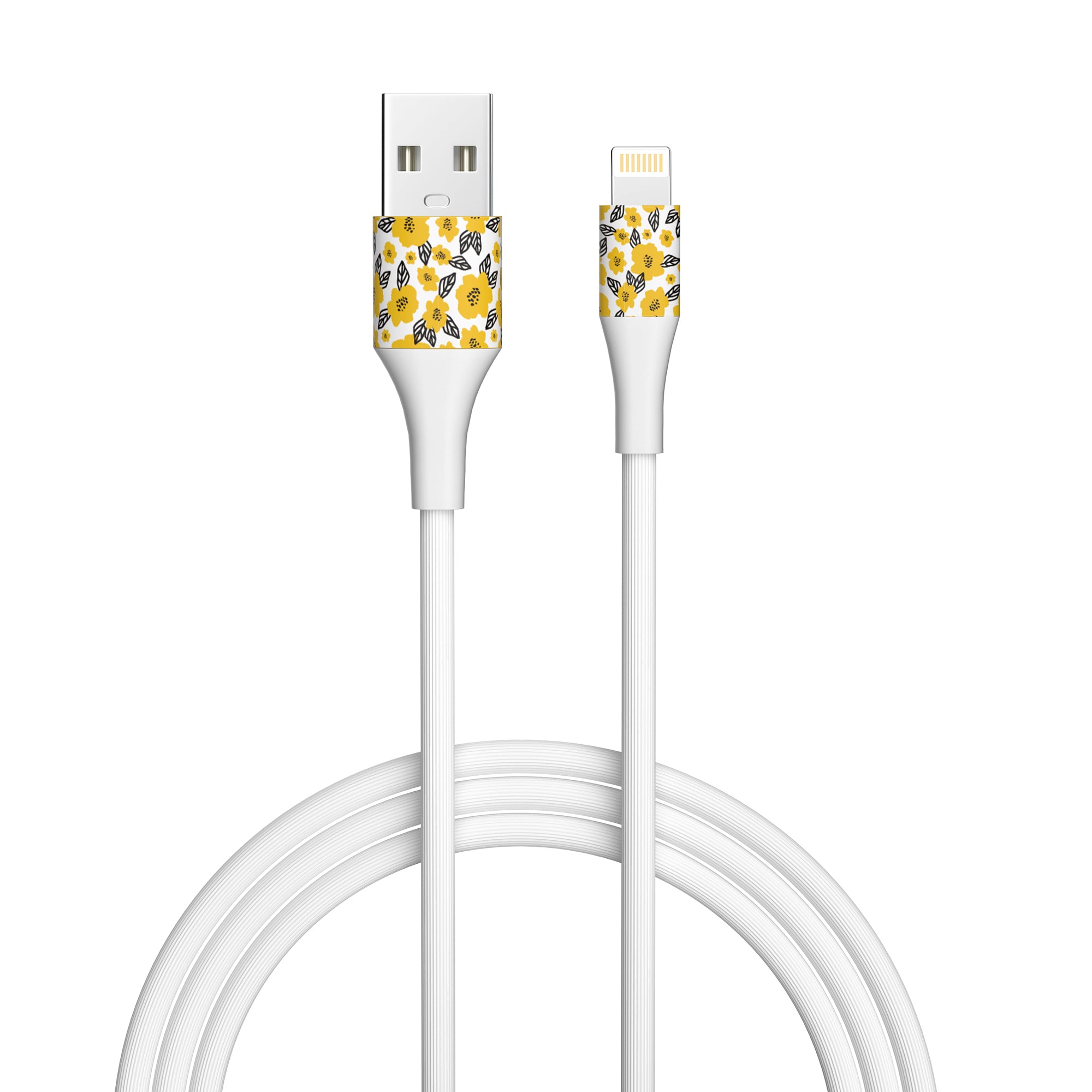 2-Pack Apple MFi Certified Braided Nylon USB to Iphone Cable 4 Feet Floral Bouquet