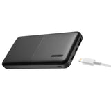 12000mAh Power Bank with Lightning Input Black with  LAX Apple MFi Certified Lightning to USB Cable (10 Feet) - Aqua
