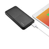 12000mAh Power Bank with Lightning Input Black with  LAX Apple MFi Certified Lightning to USB Cable (10 Feet) - Aqua