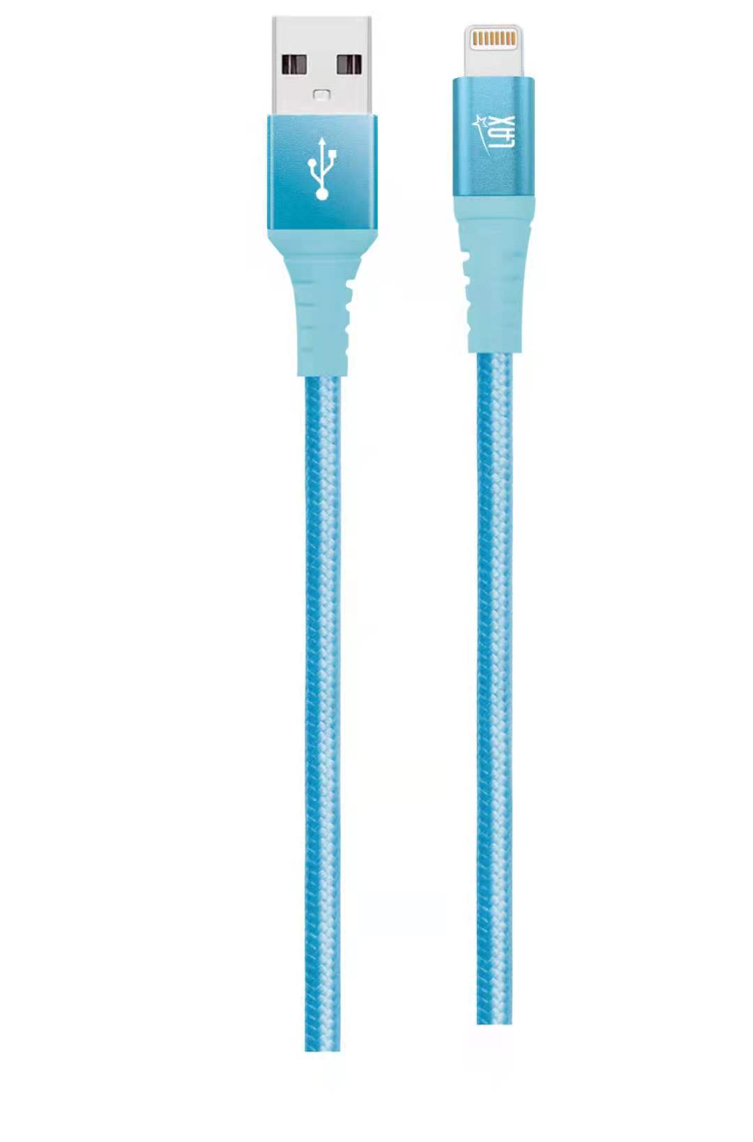 Apple MFi Certified Iphone to Braided Nylon USB Cable  - Baby Blue