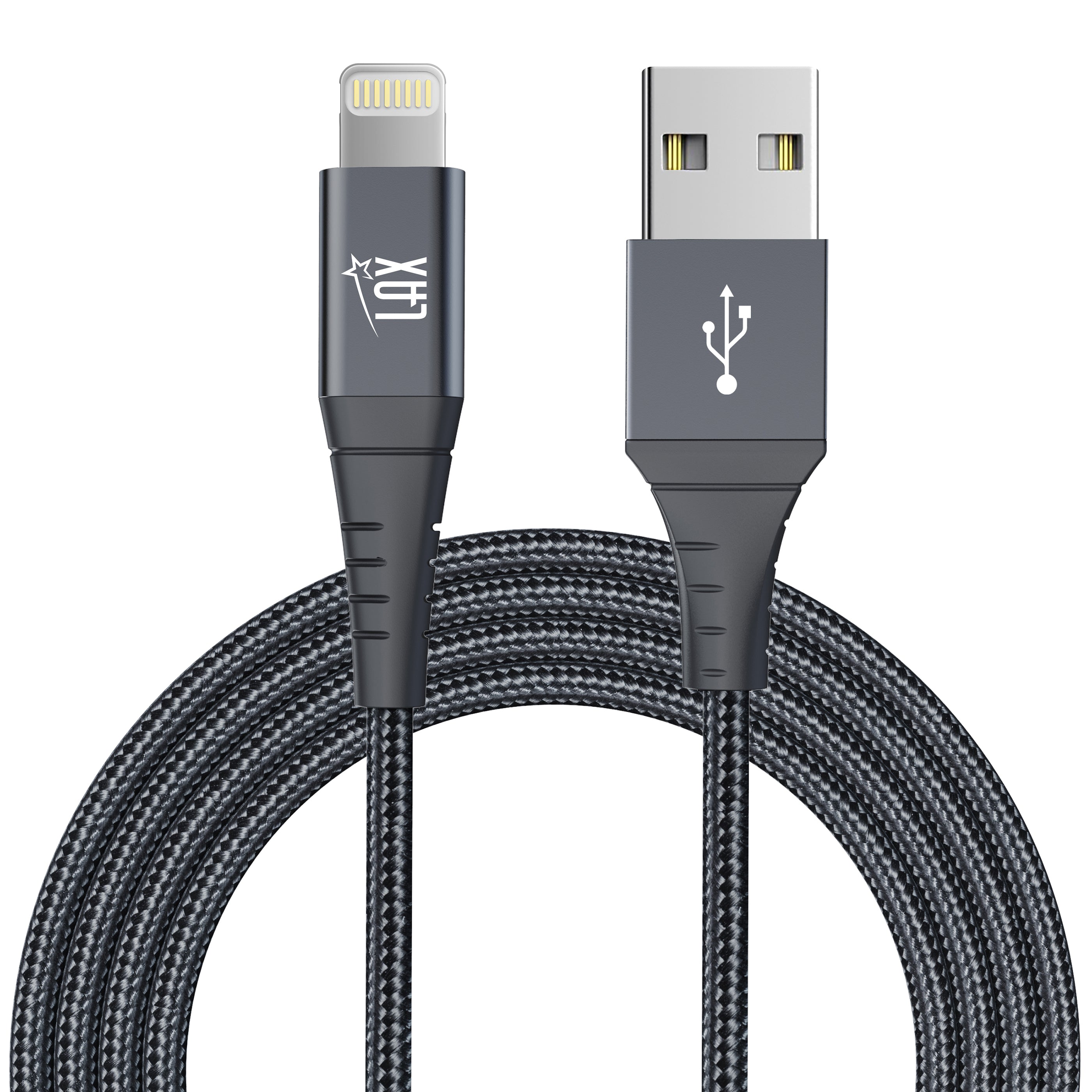 LAX Apple MFi Certified Braided Nylon USB to Iphone Cable - 4 & 10 Feet