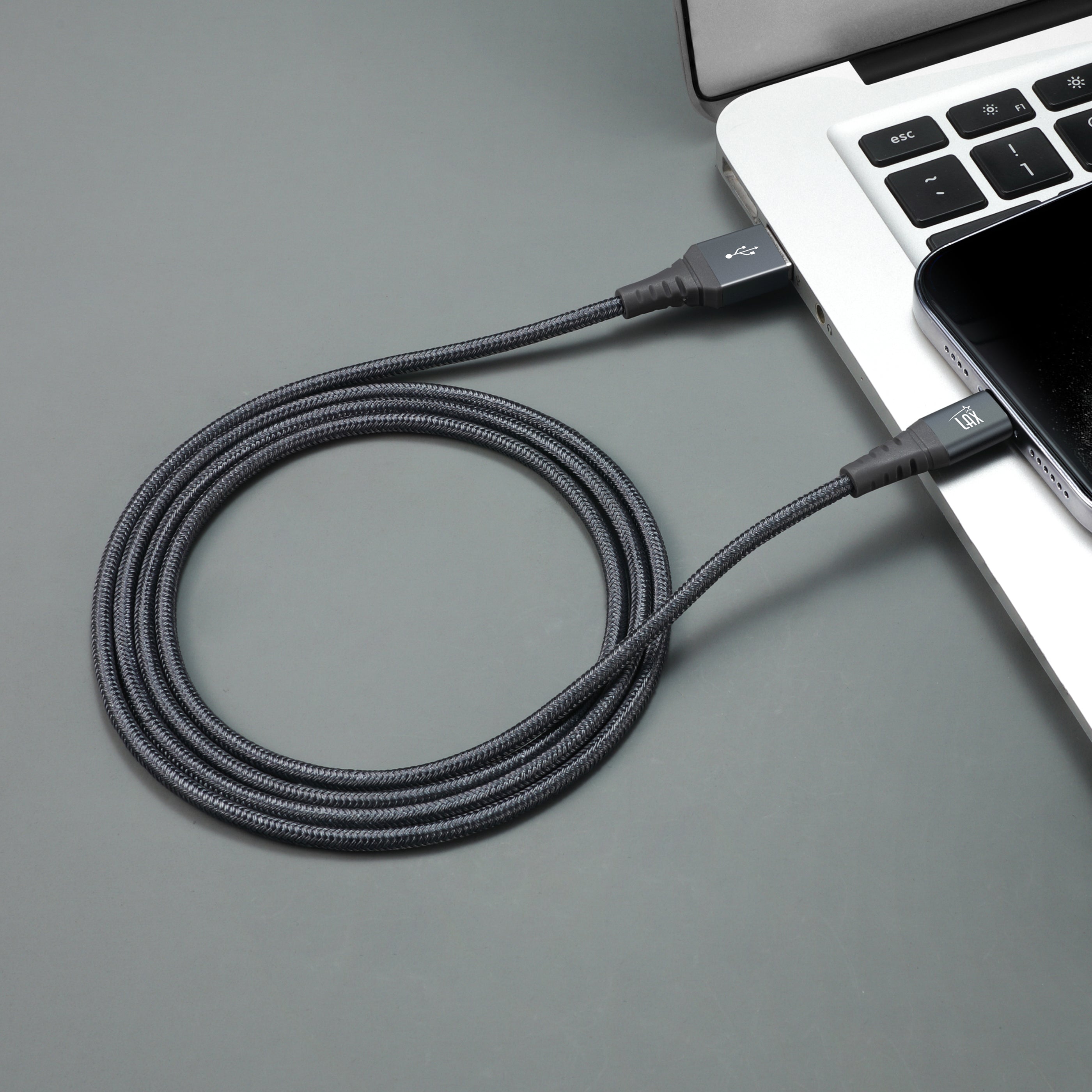 LAX Apple MFi Certified Braided Nylon USB to Iphone Cable - 4 & 10 Feet