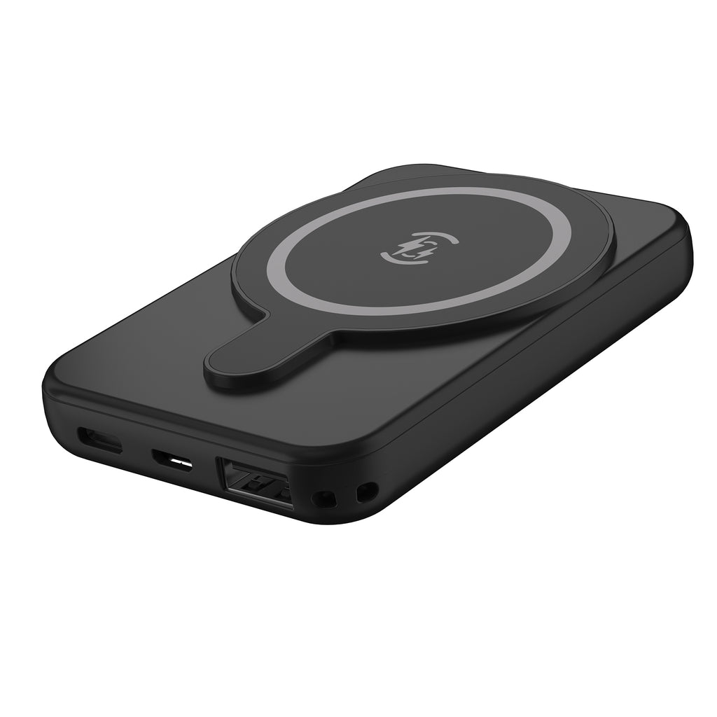 LAX Magnetic 6600mAh Power Bank - Portable Wireless Charger for Iphone/Samsung - USB-A/USB-C Power Bank, Multi-Purpose Fast Charger - Black