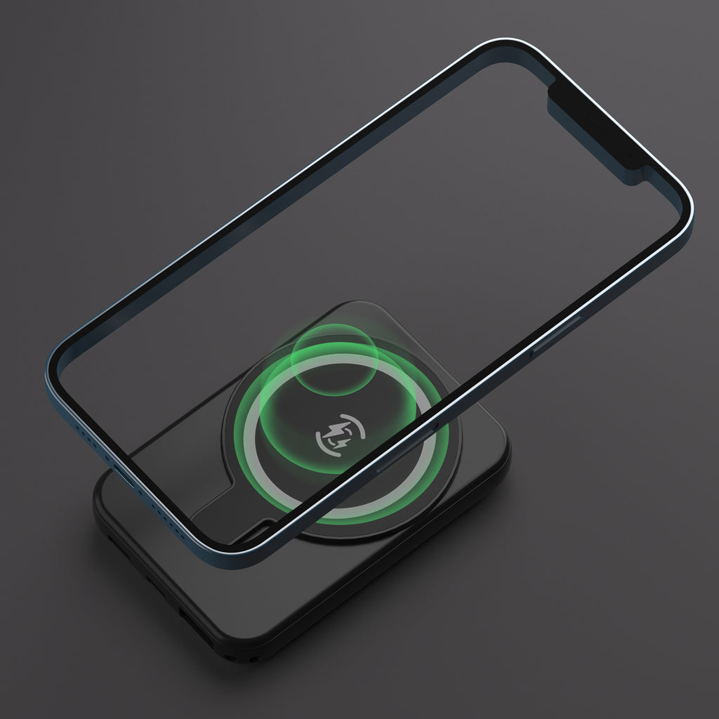 LAX Magnetic 6600mAh Power Bank - Portable Wireless Charger for Iphone/Samsung - USB-A/USB-C Power Bank, Multi-Purpose Fast Charger - Black