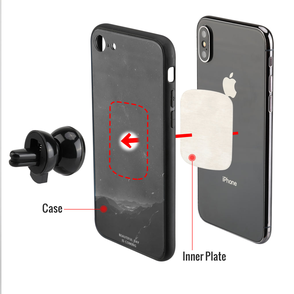 Magnetic Matt Air Vent Car Mount Phone Holder for Apple, Android Smartphones