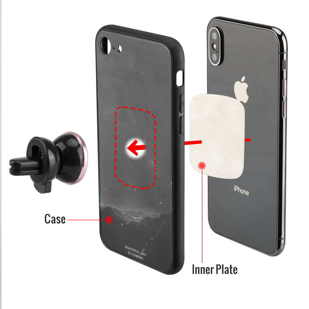 Magnetic Matt Air Vent Car Mount Phone Holder for Apple, Android Smartphones