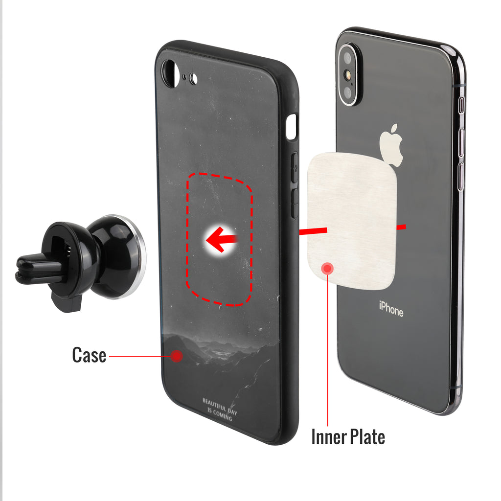 Magnetic Matt Air Vent Car Mount Phone Holder for Apple, Android Smartphones