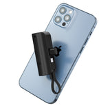LAX Small Portable Charger 5000mAh - Apple MFi Certified Power Bank, Cute Battery Pack for Iphones - Black