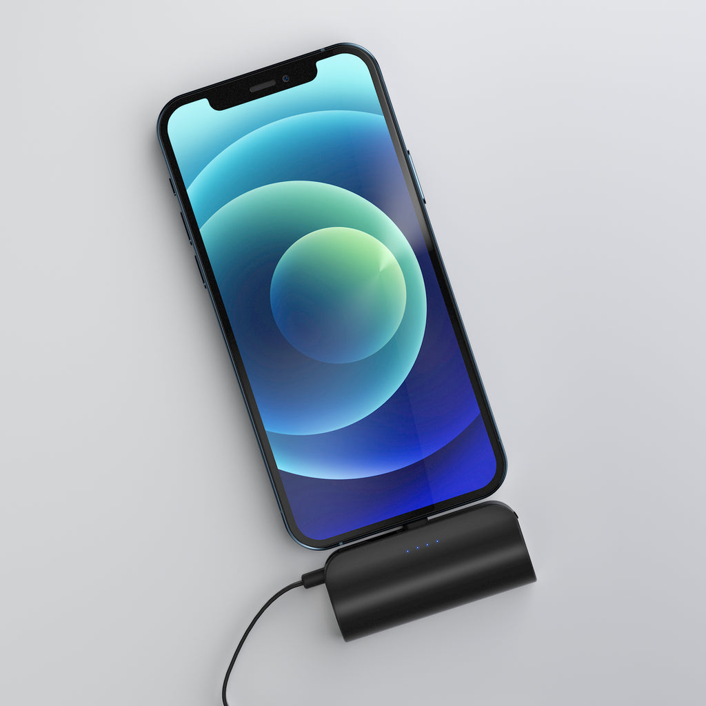 LAX Small Portable Charger 5000mAh - Apple MFi Certified Power Bank, Cute Battery Pack for Iphones - Black