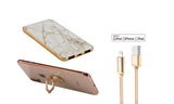 Marble Power Bank 8000mAh with 4ft Apple Mfi Certified Lightning Cable & Phone Ring Stand