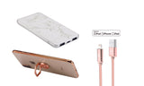 Marble Power Bank 8000mAh with 4ft Apple Mfi Certified Lightning Cable & Phone Ring Stand