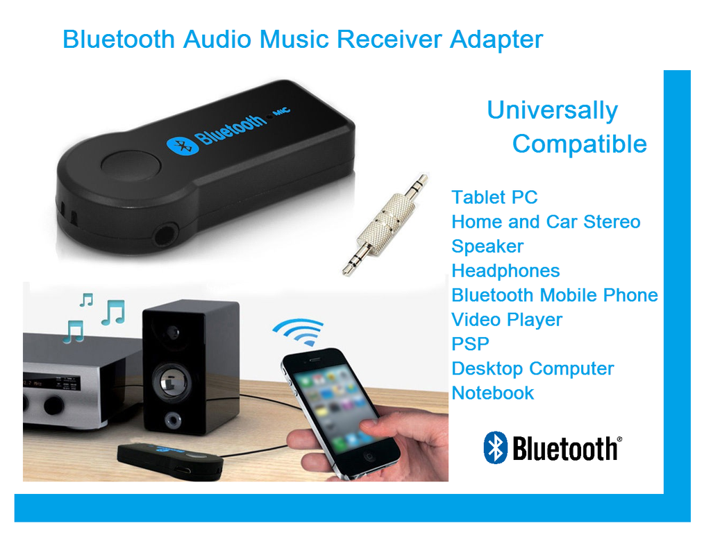 Universal 3.5mm Streaming Car A2DP Wireless Bluetooth AUX Audio