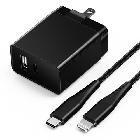 LAX 20W Fast Wall Charger with USB-C to Lightning Cable (6ft)