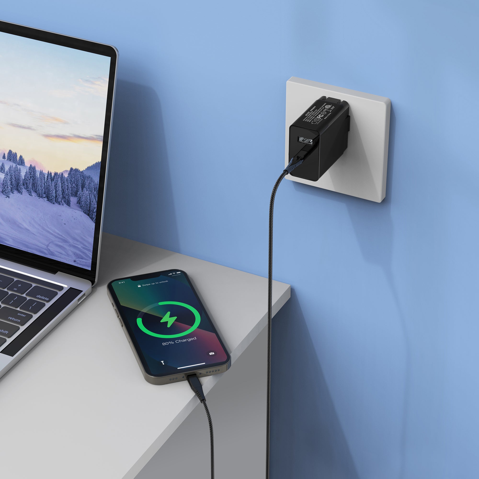 LAX 20W Fast Wall Charger with USB-C to Iphone Cable (6ft)