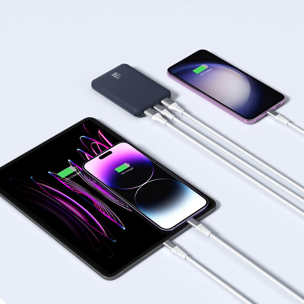 LAX 6600mAh Mini Power Bank – Fast Charging with USB-C & Dual USB-A | iPhone, Android, iPad Compatible