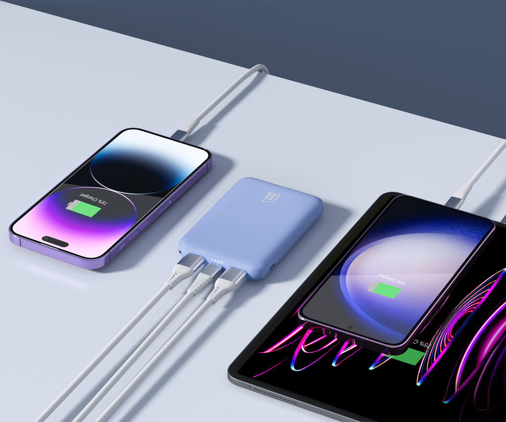 LAX 6600mAh Mini Power Bank – Fast Charging with USB-C & Dual USB-A | iPhone, Android, iPad Compatible