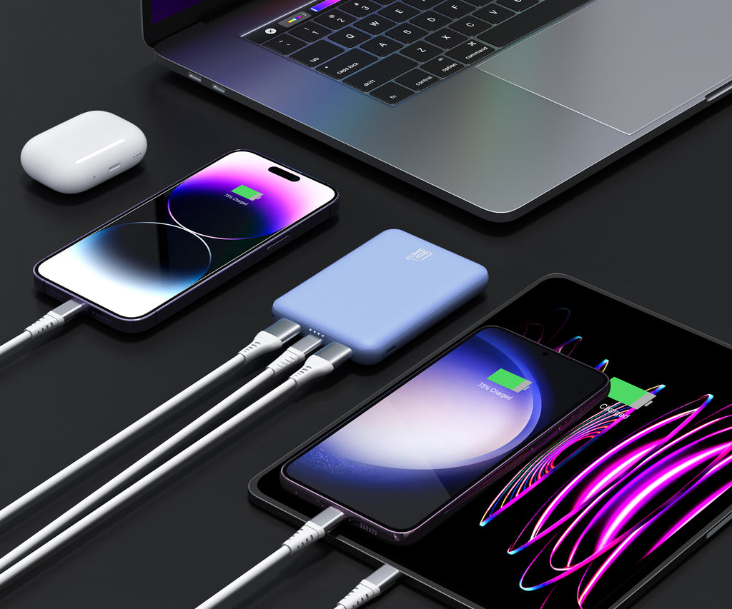 LAX 6600mAh Mini Power Bank – Fast Charging with USB-C & Dual USB-A | iPhone, Android, iPad Compatible