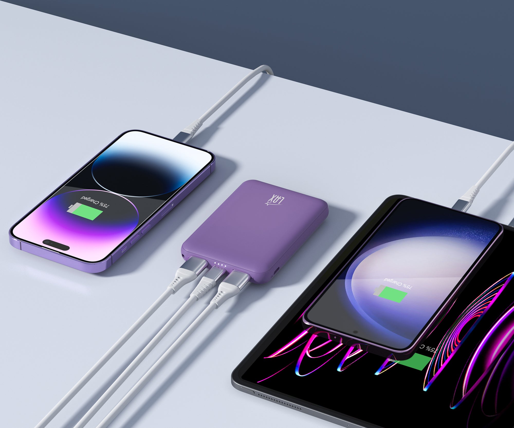 LAX 6600mAh Mini Power Bank – Fast Charging with USB-C & Dual USB-A | iPhone, Android, iPad Compatible