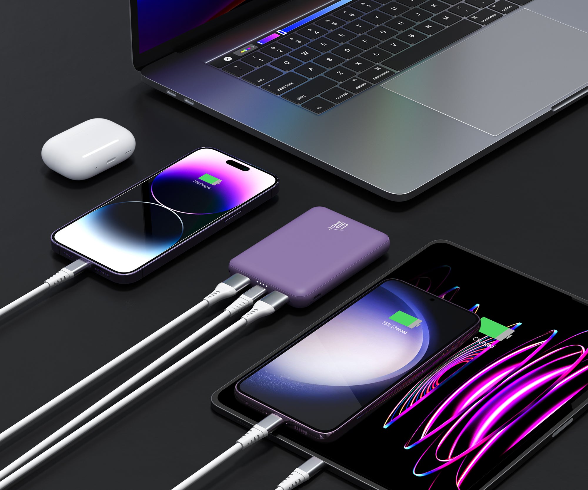 LAX 6600mAh Mini Power Bank – Fast Charging with USB-C & Dual USB-A | iPhone, Android, iPad Compatible