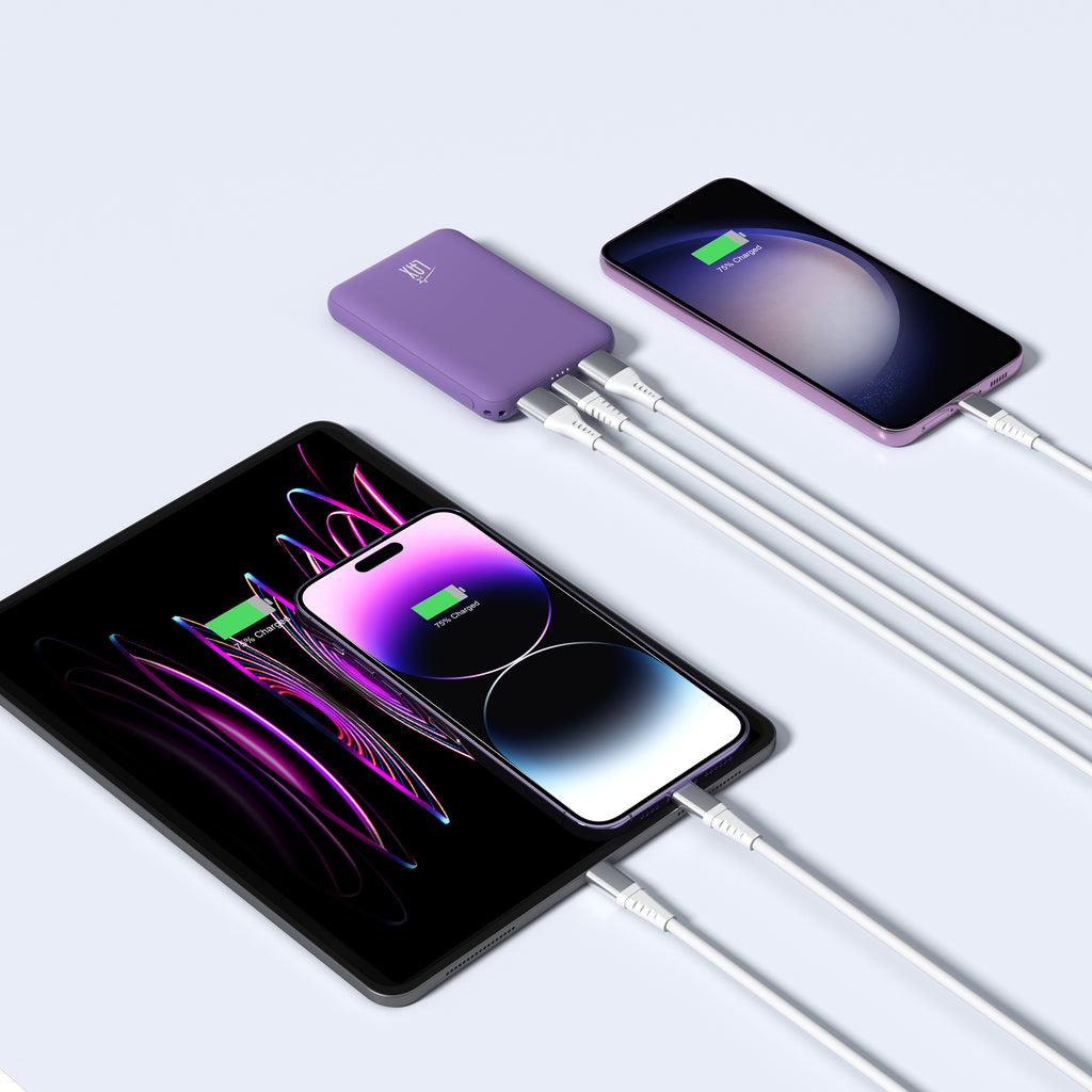 LAX 6600mAh Mini Power Bank – Fast Charging with USB-C & Dual USB-A | iPhone, Android, iPad Compatible