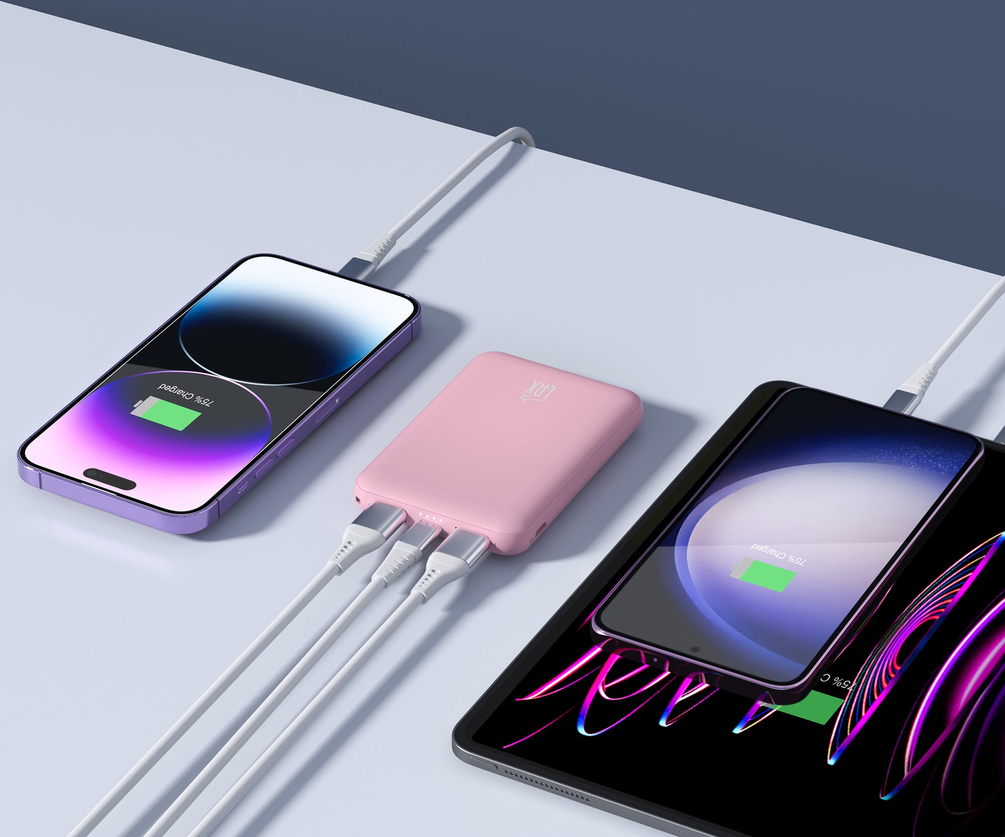 LAX 6600mAh Mini Power Bank – Fast Charging with USB-C & Dual USB-A | iPhone, Android, iPad Compatible