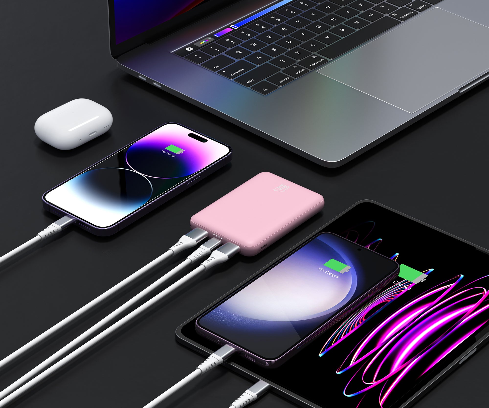 LAX 6600mAh Mini Power Bank – Fast Charging with USB-C & Dual USB-A | iPhone, Android, iPad Compatible